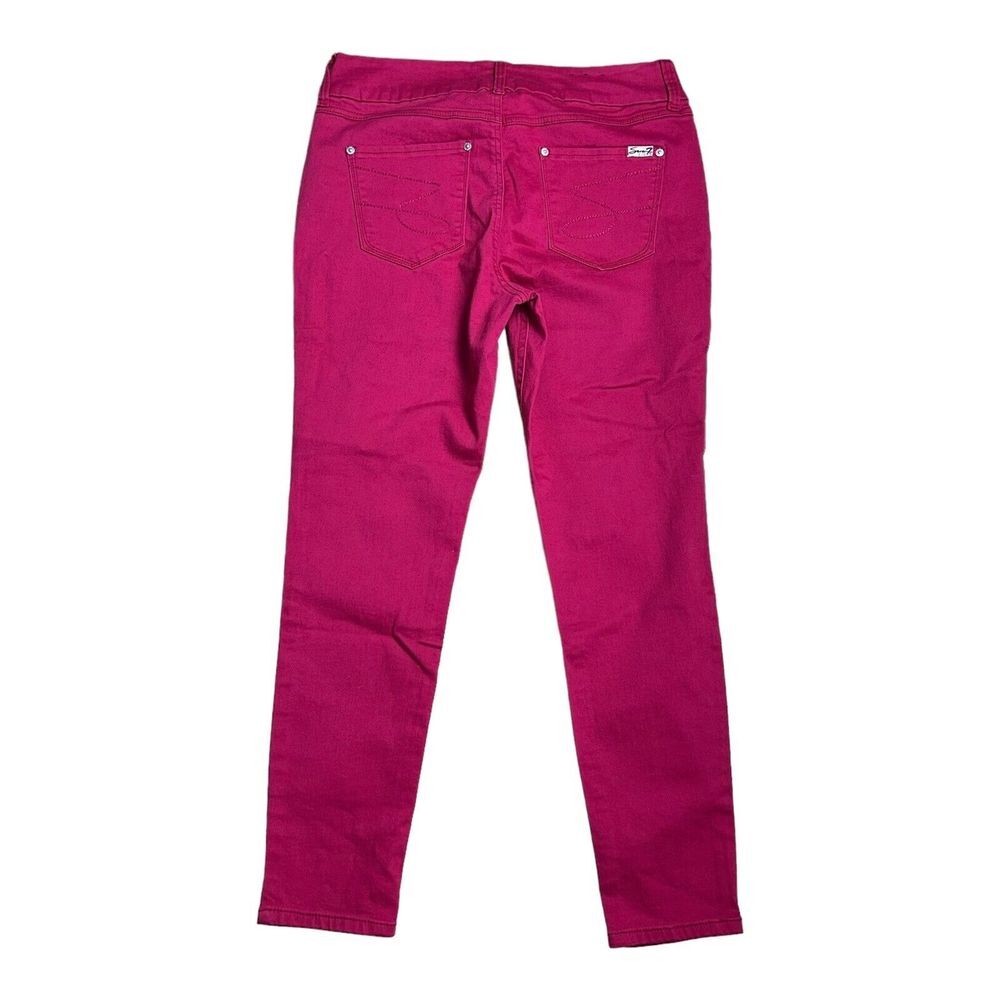 Seven7 Pink Tummyless Zip Fly High Rise‎ Skinny Casual Denim Jeans Size 16 - Picture 2 of 14